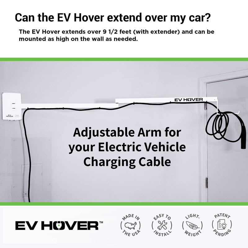 EV Hover - Electric Vehicle Cable Management System (Up to 9 1/2 ft with the extender - sold separately)