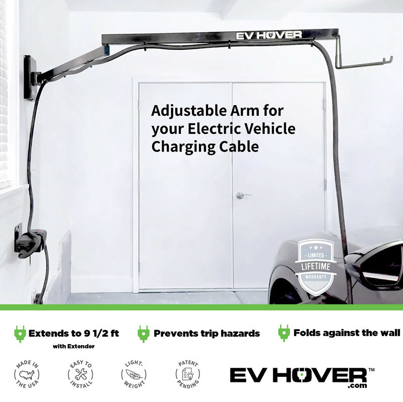 EV Hover - Electric Vehicle Cable Management System (Up to 9 1/2 ft with the extender - sold separately)