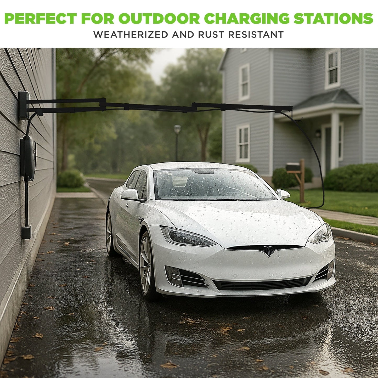 EV Hover v4 - Electric Vehicle Cable Management System (Up to 9 1/4 ft with the extender) EVH - V4 - 9FT - WHT - J1772