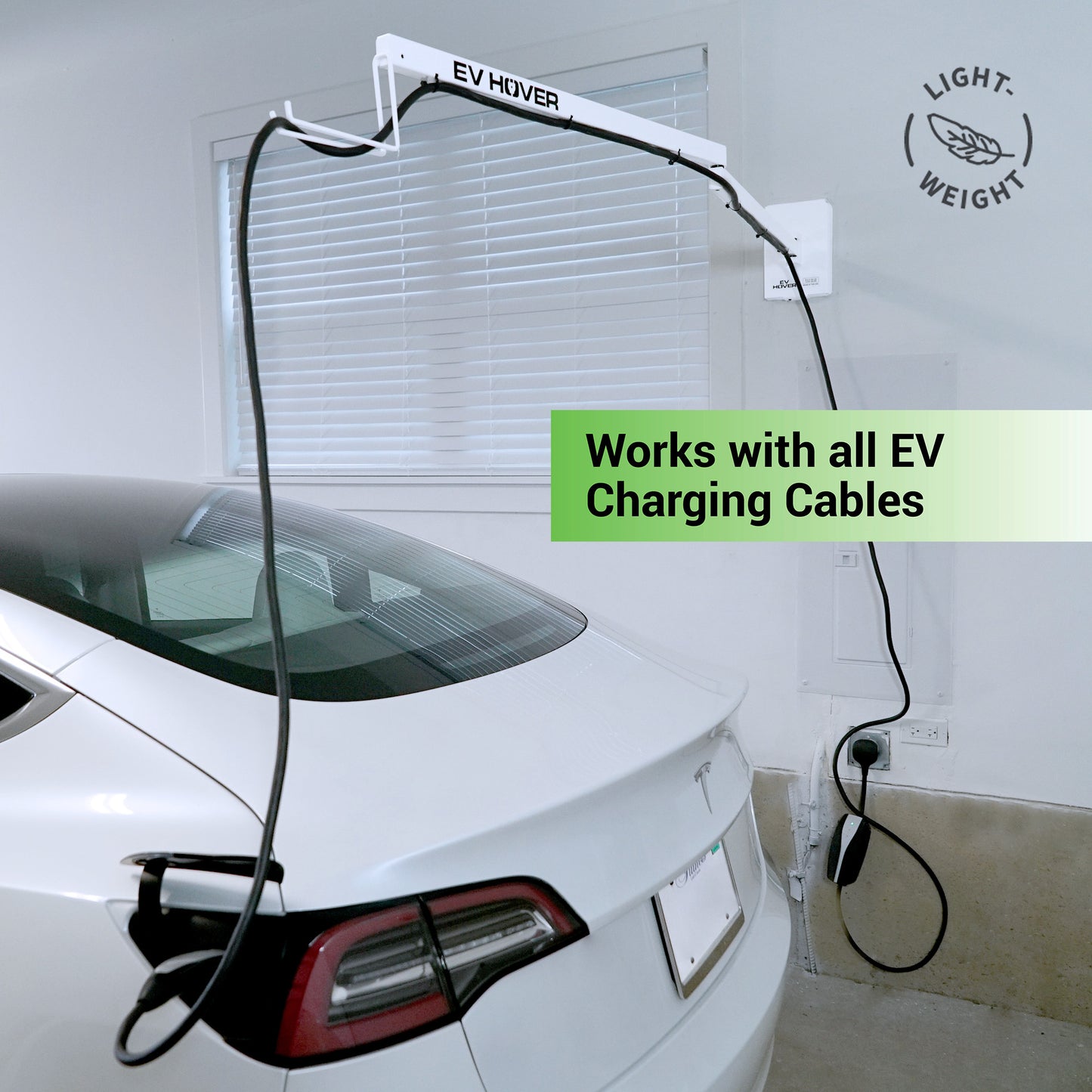 EV Hover - Electric Vehicle Cable Management System (Up to 9 1/2 ft with the extender - sold separately)