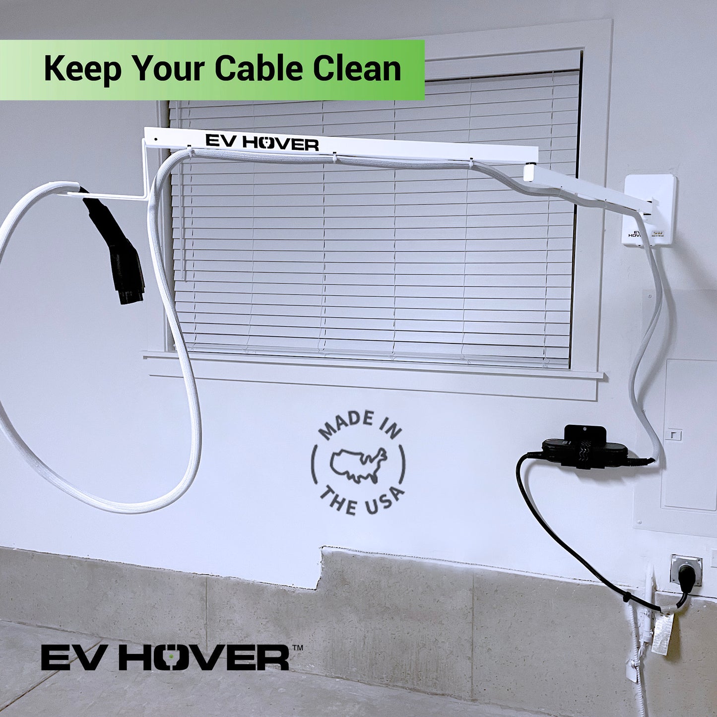 EV Hover - Electric Vehicle Cable Management System (Up to 9 1/2 ft with the extender - sold separately)