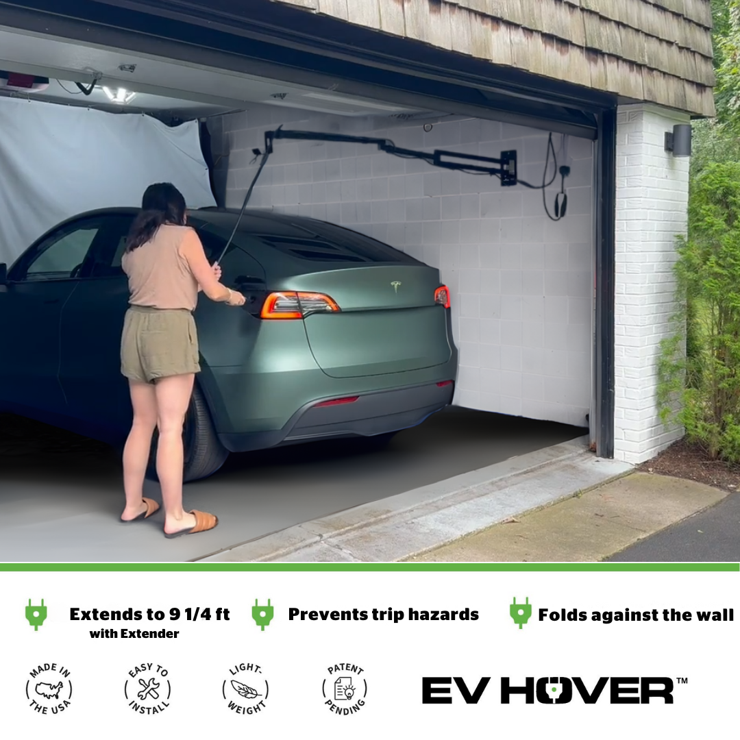 EV Hover v4 - Electric Vehicle Cable Management System (Up to 9 1/4 ft with the extender)