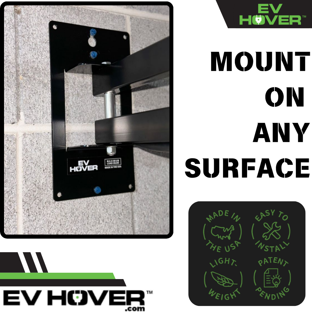 EV Hover v4 - Electric Vehicle Cable Management System (Up to 9 1/4 ft with the extender)