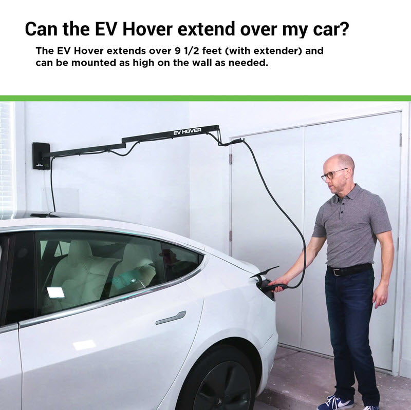 EV Hover - Electric Vehicle Cable Management System (Up to 9 1/2 ft with the extender - sold separately)