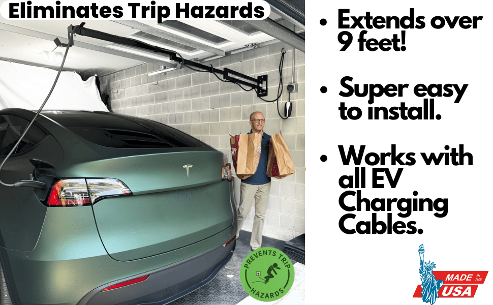 EV Hover v4 - Electric Vehicle Cable Management System (Up to 9 1/4 ft with the extender) EVH - V4 - 9FT - WHT - TES