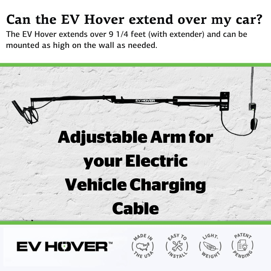 EV Hover v4 - Electric Vehicle Cable Management System (Up to 9 1/4 ft with the extender) EVH - V4 - 9FT - WHT - TES