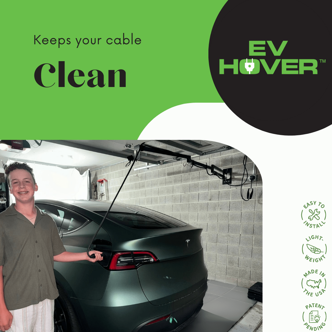 EV Hover v4 - Electric Vehicle Cable Management System (Up to 9 1/4 ft with the extender) EVH - V4 - 9FT - WHT - TES